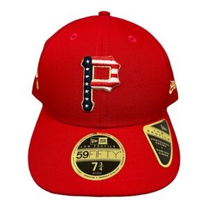 New Era 59Fifty July 4th Pittsburgh Pirates Low Profile‎ Hat Men's Sz 7-3/4